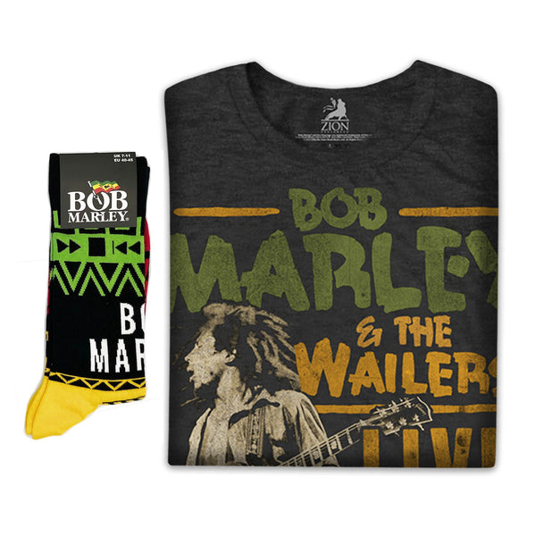 Bob Marley | Exclusive Band Gift Set | Rastaman Vibration Tour 1976 Tee & Socks