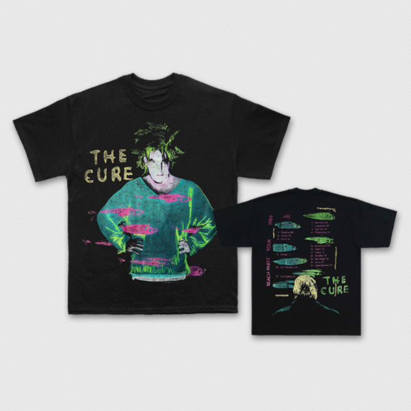 The Cure | Official Band Carbon T-Shirt | Beach Party Tour '86 (Black) (Back Print)