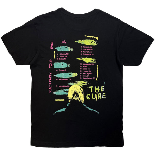 The Cure | Official Band Carbon T-Shirt | Beach Party Tour '86 (Black) (Back Print)