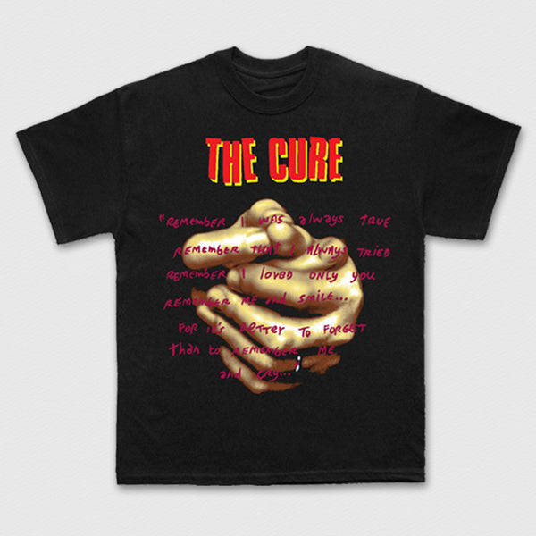 The Cure | Official Band Carbon T-Shirt | Praying Hands Treasure Lyric (Black)
