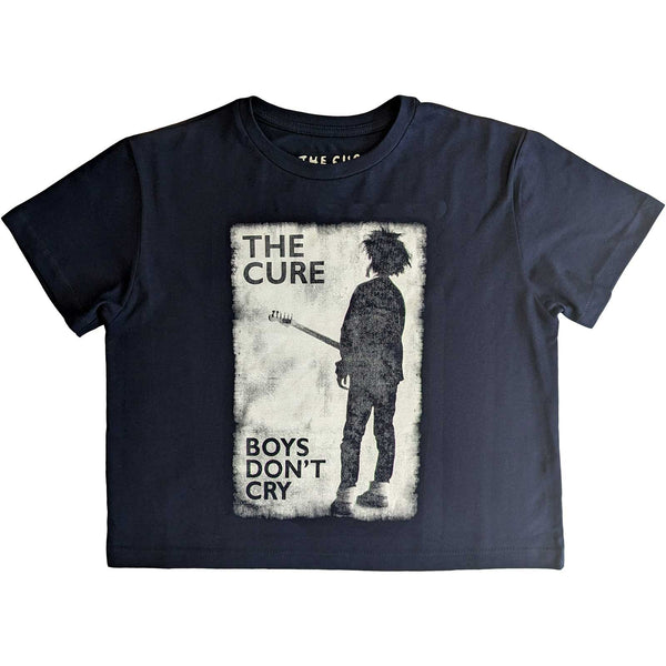 The Cure Boys Don't Cry B&W: Ladies navy Crop Top