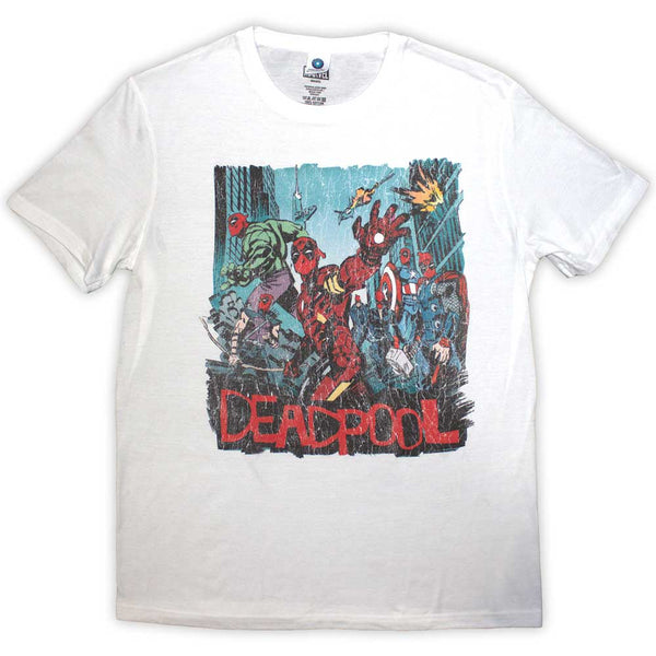 Marvel Comics | Official Band T-Shirt | Deadpool Hero Scene Vintage