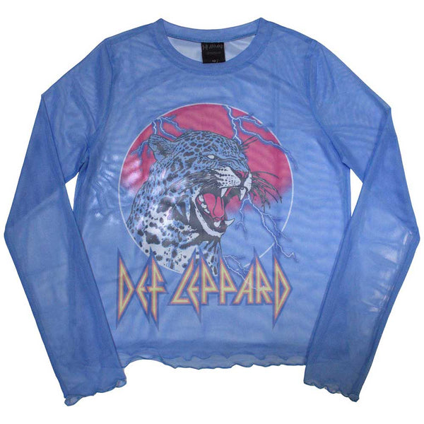 Def Leppard | Ladies Long Sleeve Official Band T-Shirt | Lightning Leopard (Mesh)