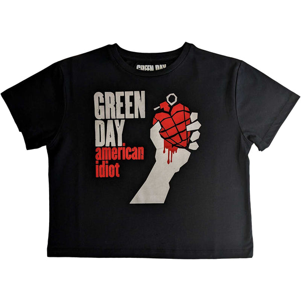 Green Day American Idiot: Ladies black Crop Top