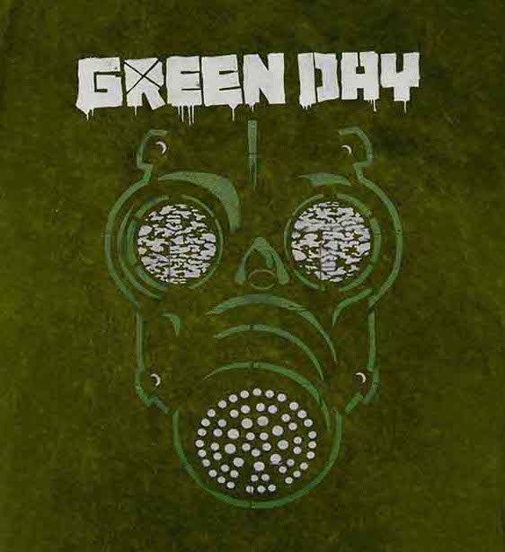 SALE Green Day | Official Band T-Shirt | Gas Mask (Dip-Dye) 40% OFF