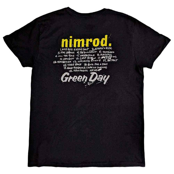 Green Day | Official Band T-shirt | Nimrod Tracklist (Back Print)