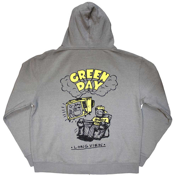 Green Day | Official Band Zipped Hoodie | Longview Doodle (Back Print)