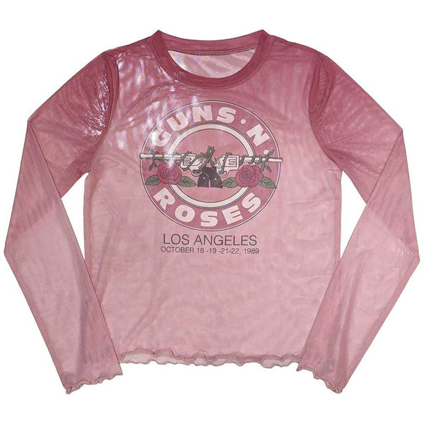 Guns N' Roses | Ladies Long Sleeve Official Band T-Shirt | Bullet Seal (Mesh)