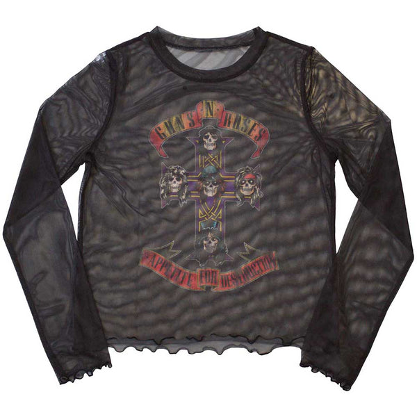 Guns N' Roses | Ladies Long Sleeve Official Band T-Shirt | Appetite For Destruction (Mesh)