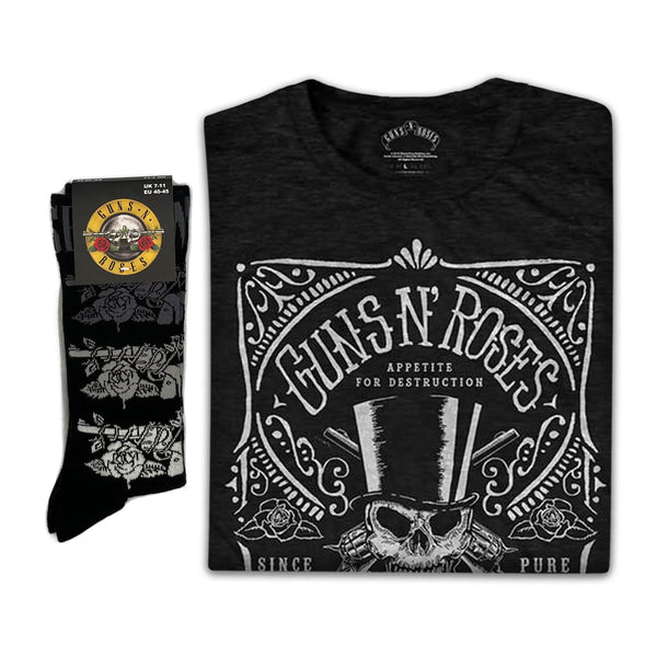 Guns N' Roses | Exclusive Band Gift Set | Bourbon Label Tee & Socks