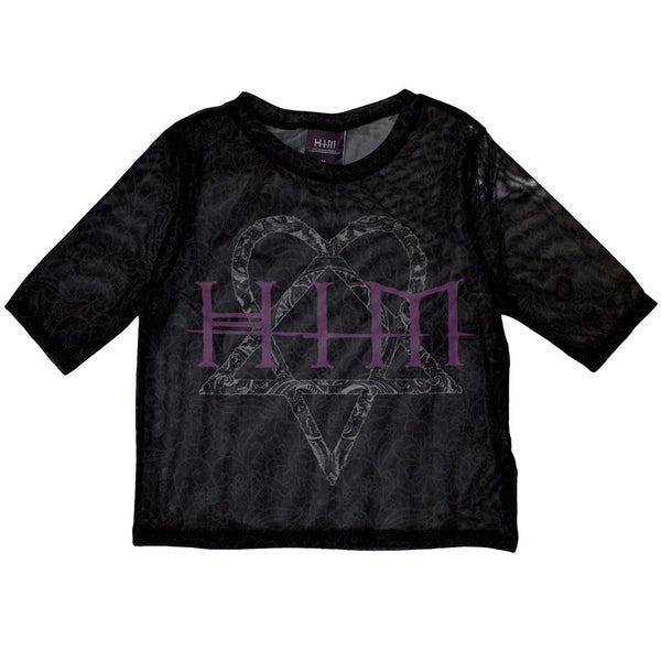 HIM | Official Ladies Crop Top | Heartagram & Logo (Mesh)