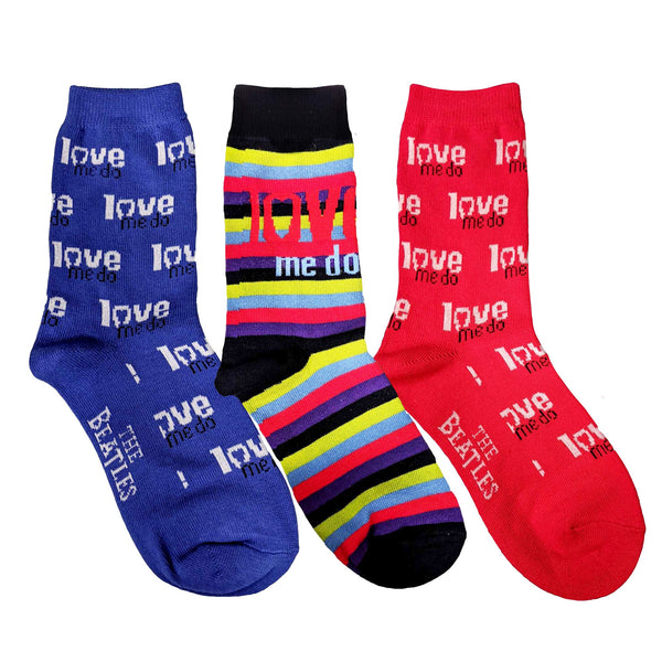 The Beatles Ladies Ankle Socks Set of 3 'Love Me Do' (UK 4-7, USA 9-11, EU 36-41)