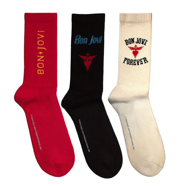 Bon Jovi Socks 3 Pack - Adult UK 7-11 (EU 41-46, US 8-12)