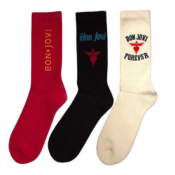 Bon Jovi Socks 3 Pack - Adult UK 7-11 (EU 41-46, US 8-12)