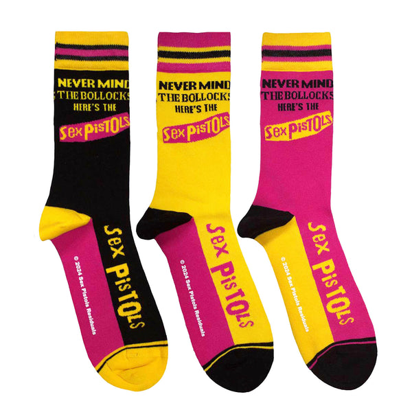 Sex Pistols Never Mind The Bollocks: Socks 3 Pack - Adult UK 7-11 (EU 41-46, US 8-12)