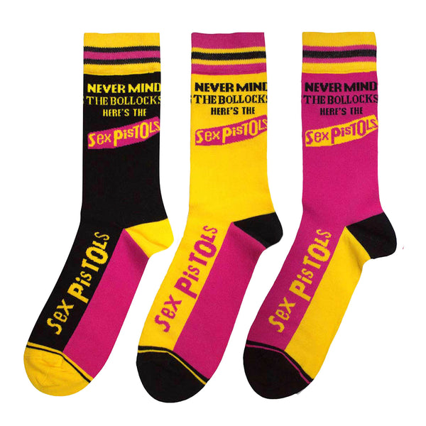 Sex Pistols Never Mind The Bollocks: Socks 3 Pack - Adult UK 7-11 (EU 41-46, US 8-12)