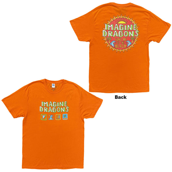 Imagine Dragons | Official Band T-Shirt | Take Me To The Beach (Orange) (Back Print)