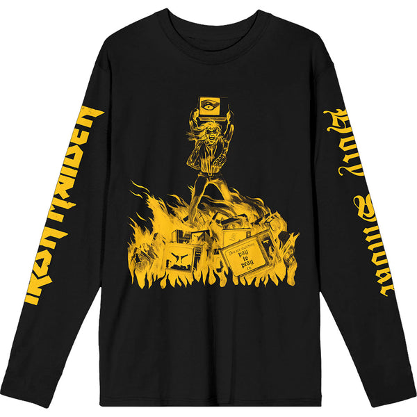 Iron Maiden | Official Band Long Sleeve T-Shirt | Holy Smoke Isolated Yellow (Sleeve Print)