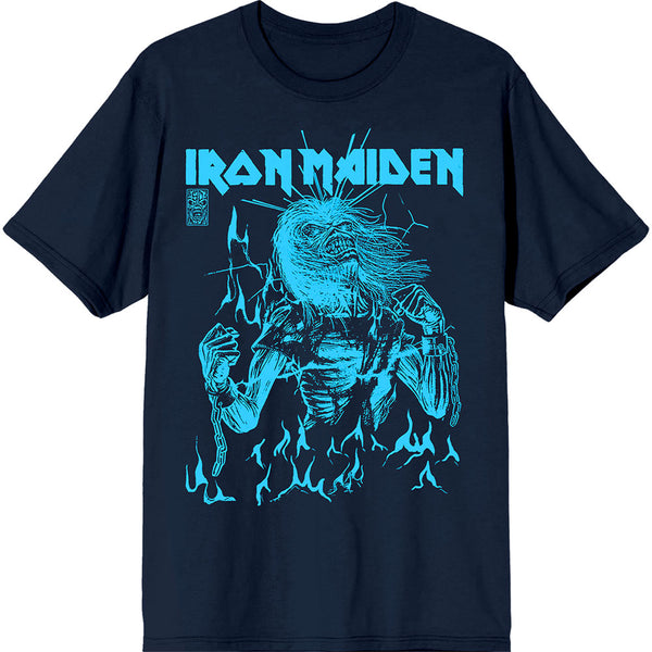 Iron Maiden | Official Band T-Shirt | 50 Life After Death Flames Blue