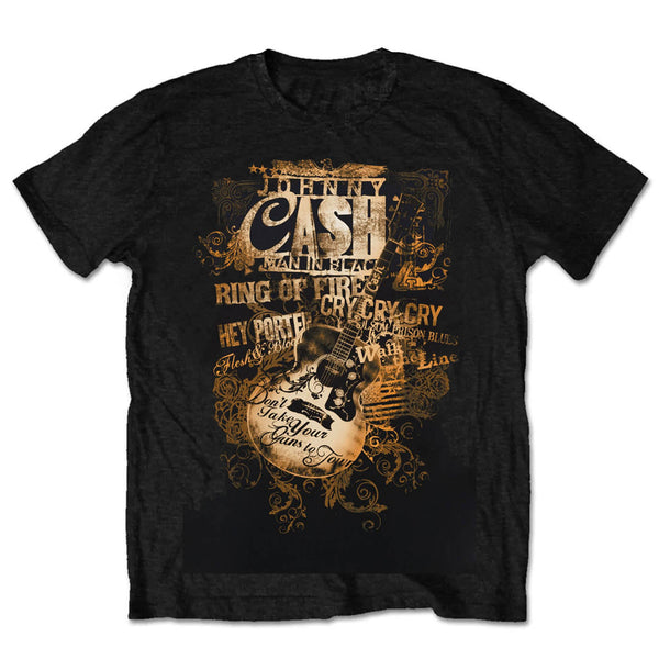 Johnny Cash | Exclusive Band Gift Set | Guitar Song Titles Tee & Socks