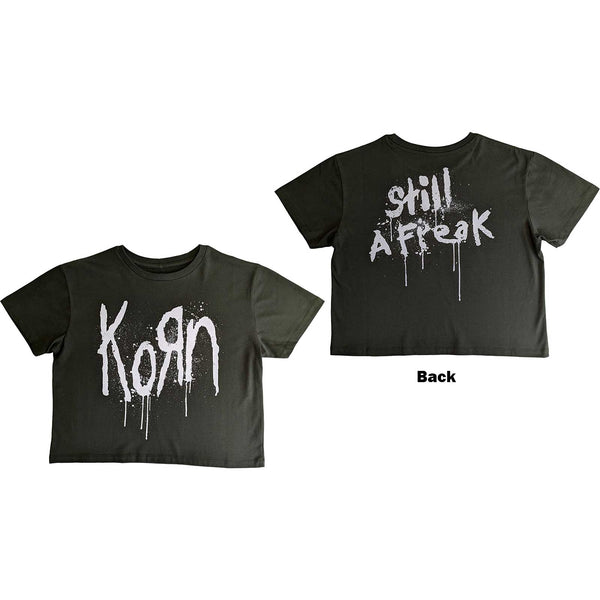Korn Still A Freak: Ladies green Crop Top (back print)