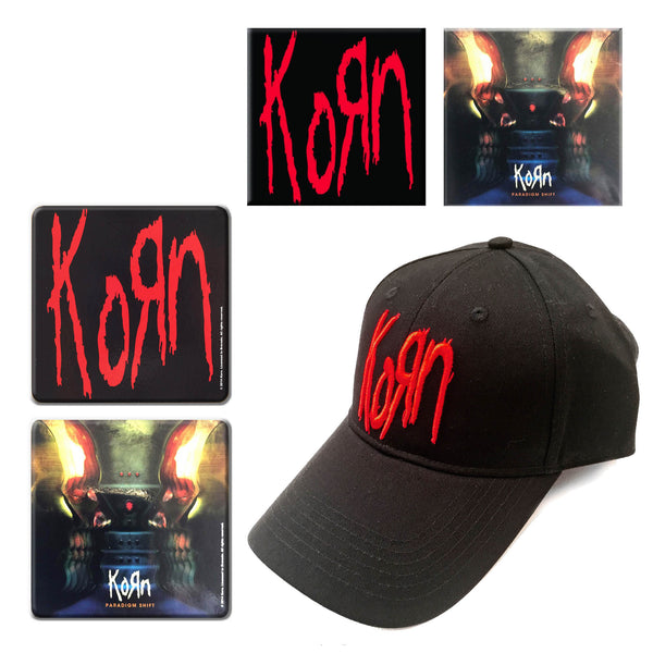 Korn Gift Set with boxed Baseball Cap, 2 x Fridge Magnets, 2 x Drinks Coasters