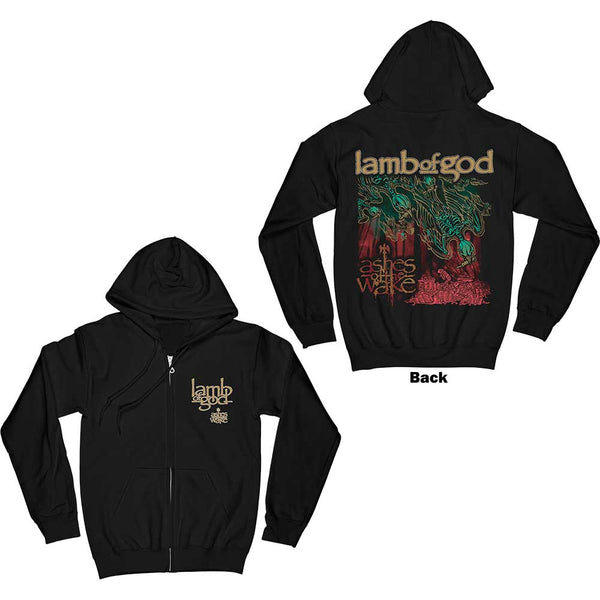 Lamb Of God | Official Band Zipped Hoodie | Ashes of the Wake Album Cover (Back Print)