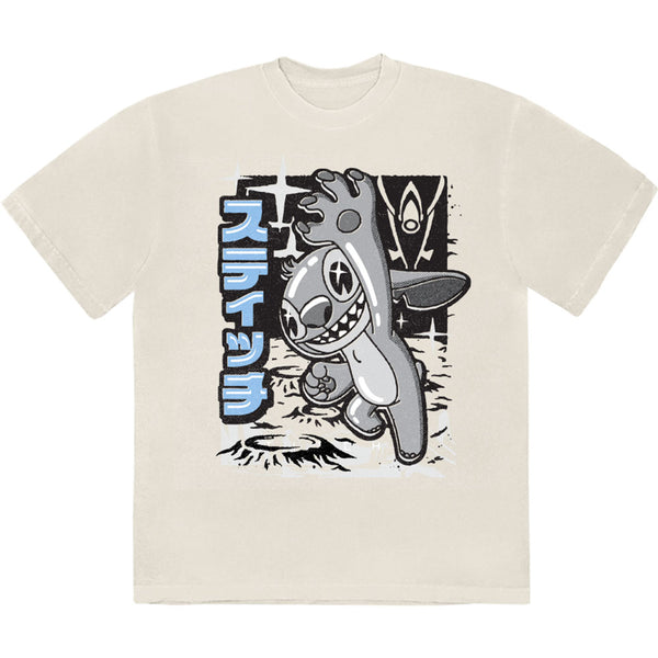Disney | Official T-Shirt | Stitch Jump Black & White