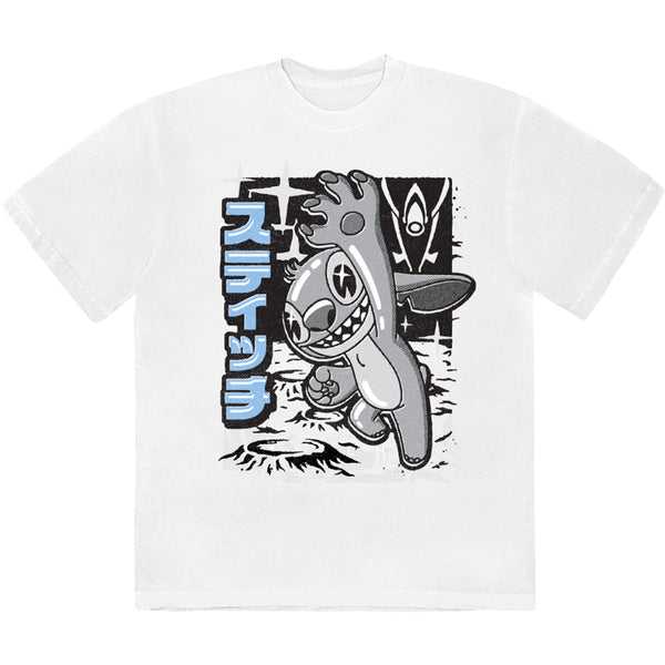 Disney | Official T-Shirt | Stitch Jump Black & White