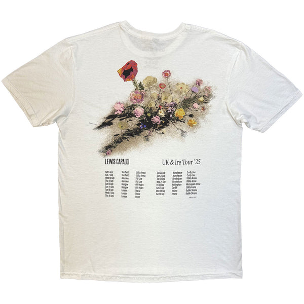 Lewis Capaldi | Official Artist T-Shirt | Flowers UK Tour '25 (White) (Back Print) (Ex-Tour)