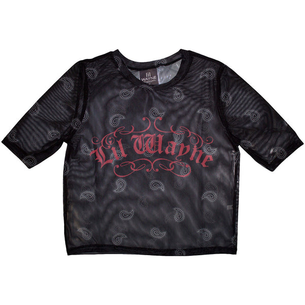 Lil Wayne | Official Ladies Crop Top | Script Logo (Mesh)