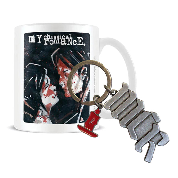 My Chemical Romance boxed Coffee Mug featuring Three Cheers design and Candle Charm Keychain