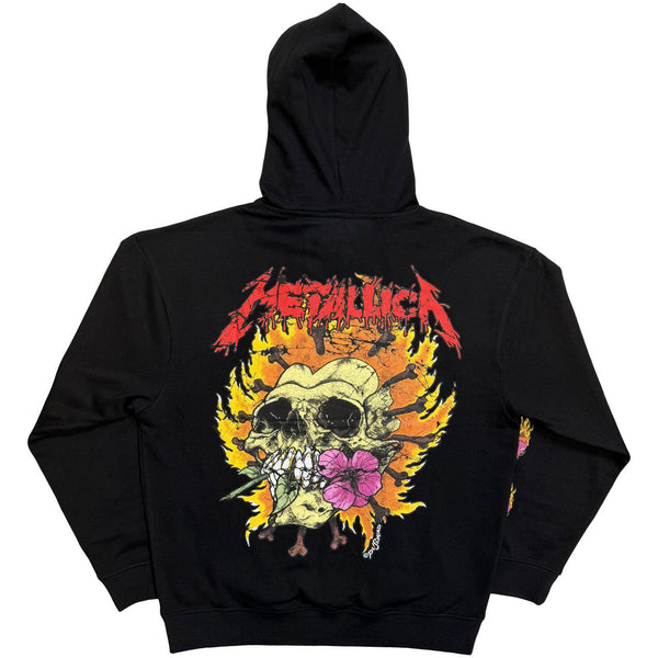 Metallica | Official Band Hoodie | Flower Skull (Black) (Back Print)