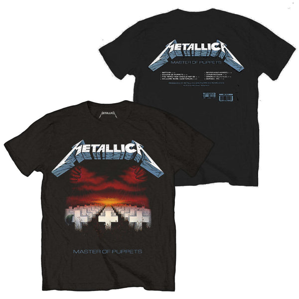 Metallica | Official Band T-Shirt | Master of Puppets Tracks (Back Print)