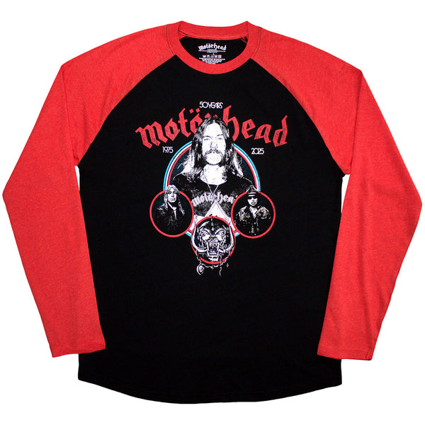 Motorhead | Official Band Raglan T-Shirt | Band Circles (Black & Red)