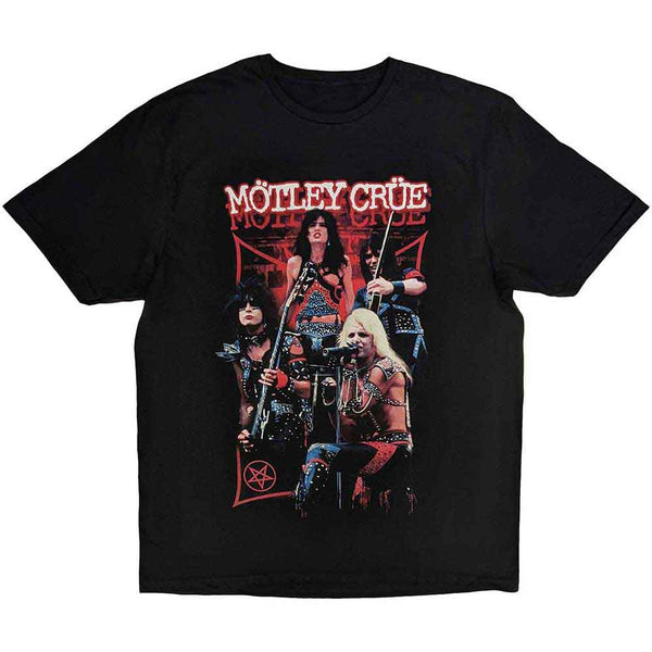 Motley Crue | Official Band T-Shirt | Live Montage Red