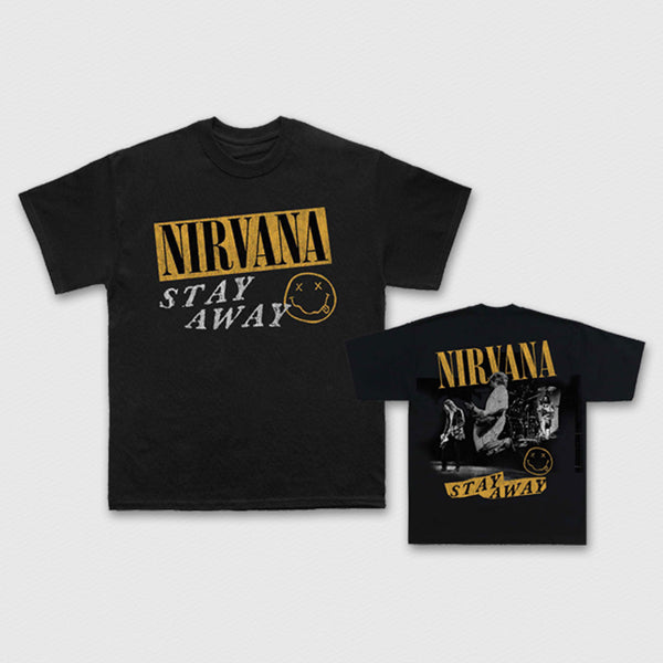 Nirvana | Official Band Carbon T-Shirt | Stay Away (Black) (Back Print)
