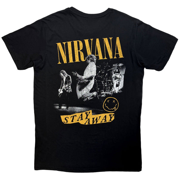 Nirvana | Official Band Carbon T-Shirt | Stay Away (Black) (Back Print)