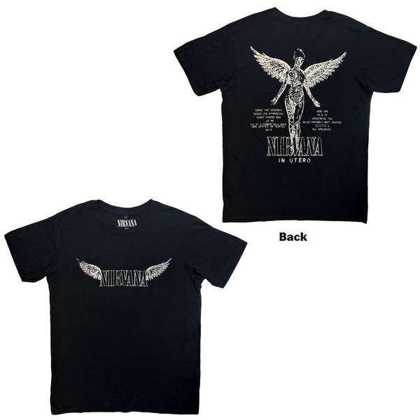 Nirvana | Official Band Carbon T-Shirt | In Utero Tracklist (Black) (Back Print)