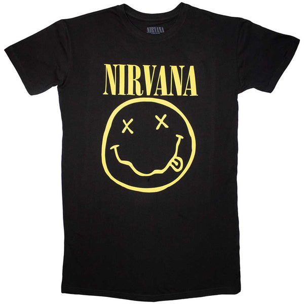 Nirvana | Ladies Official Band T-Shirt Dress | Yellow Happy Face