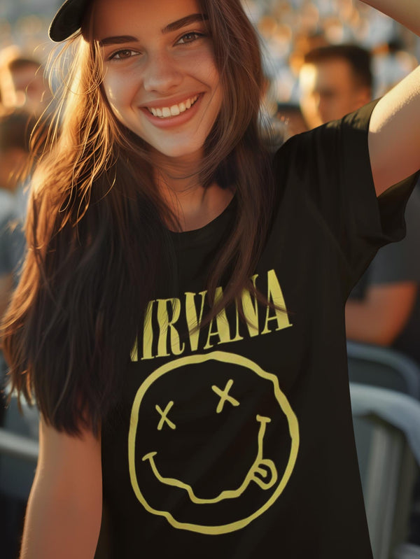 Nirvana | Ladies Official Band T-Shirt Dress | Yellow Happy Face
