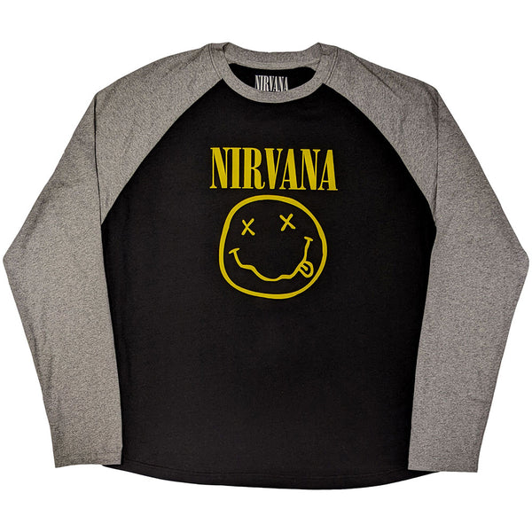 Nirvana | Official Raglan T-Shirt | Yellow Happy Face
