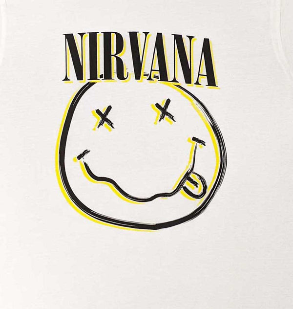 Nirvana | Official Band Ringer T-Shirt | Double Happy Face