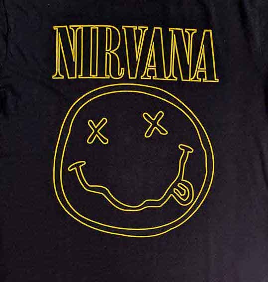 Nirvana | Official Band Ringer T-Shirt | Outline Happy Face