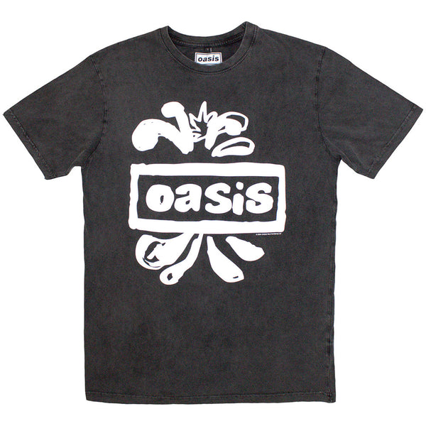 Oasis | Official Stone Wash Band T-Shirt | Logo Splat Stone Wash