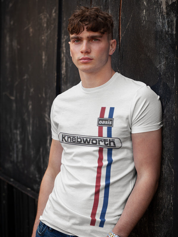 Oasis | Official Band T-Shirt | Knebworth Vertical Stripe