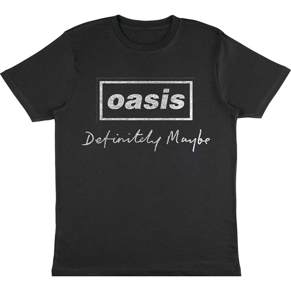 Oasis | Official Band T-Shirt | Definitely Maybe Distressed Text Logo