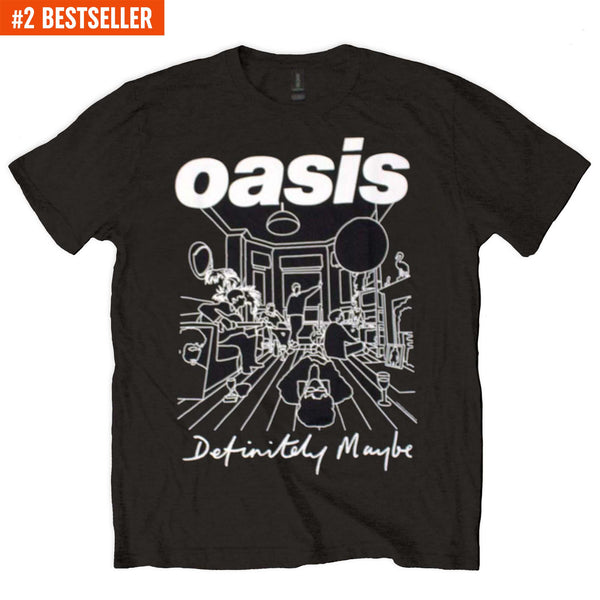 Oasis | Official Band T-Shirt | Definitely Maybe Line Drawing