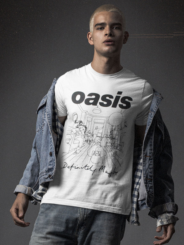 Oasis | Official Band T-Shirt | Definitely Maybe Line Drawing