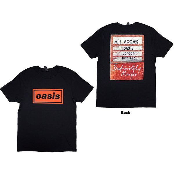 Oasis | Official Band T-Shirt | Definitely Maybe AAA Pass (Back Print)